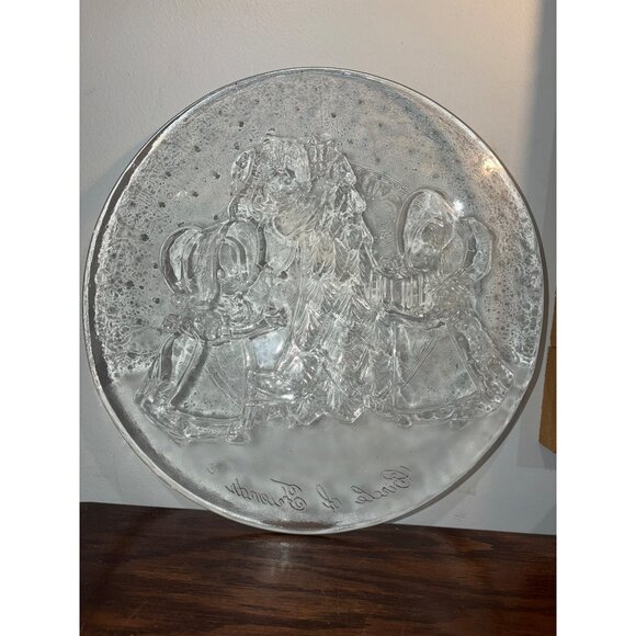 Circle Of Friends Clear Glass Christmas Platter By Home Interiors 12" USA - Picture 3 of 5